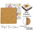 thumbnail image 4 of Inkdotpot Set of 6 Drink Coasters DecorativeNon,SlipCork Base4-inch Square PrintedCoastersEasy Clean- Dinosaur Animal, 4 of 8