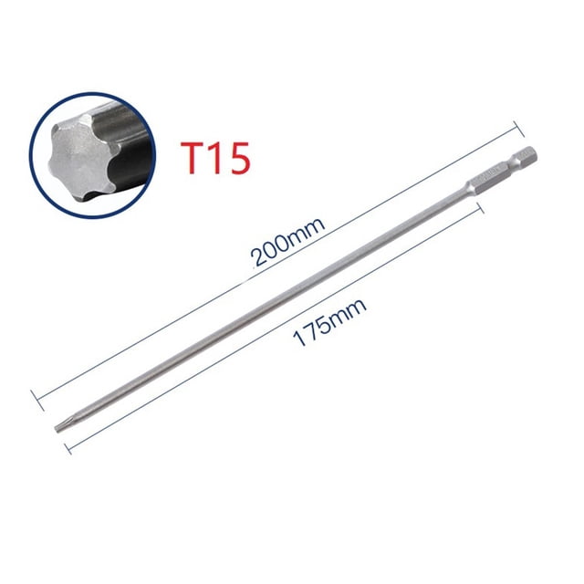 1/6 Pcs 200mm Magnetic Torx Screwdriver Bit alloy steel T15