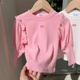 thumbnail image 4 of RXIRUCGD 1-10 Ans Mode Enfant Chemise Brodée Nœud Base Manches Longues Col Rond Haut/chemise (Rose, Taille : 2-3 Ans), 4 of 6