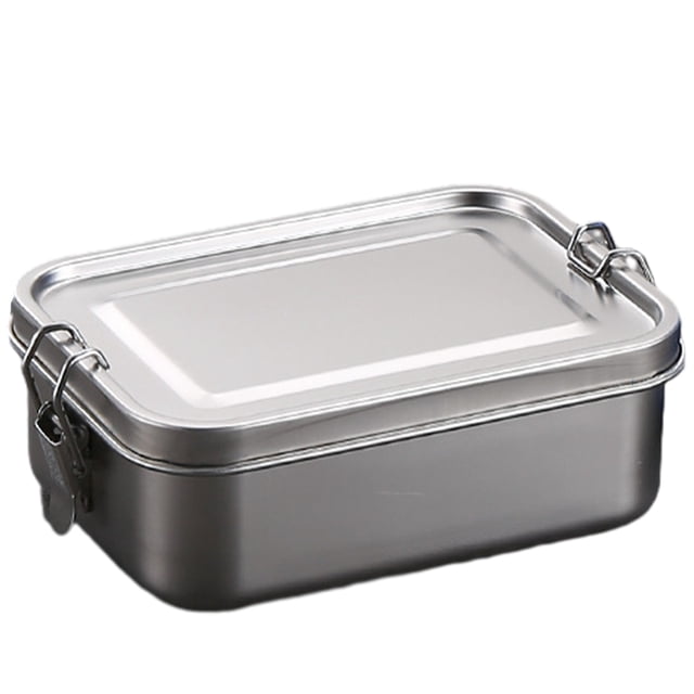 Dishwasher Safe Stainless Steel Food Containers, Reusable Metal Lunch Boxes with Leak Proof Lockable Clips & Airtight Silicone Ring, Eco-Friendly & Non-Toxic (6.5*4.7*2.4 Inches)