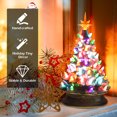 thumbnail image 4 of Patiojoy 15" Prelit Ceramic Tabletop Christmas Tree Silver Hand-Painted Battery Powered w/ 66 Colorful Lights, 4 of 10