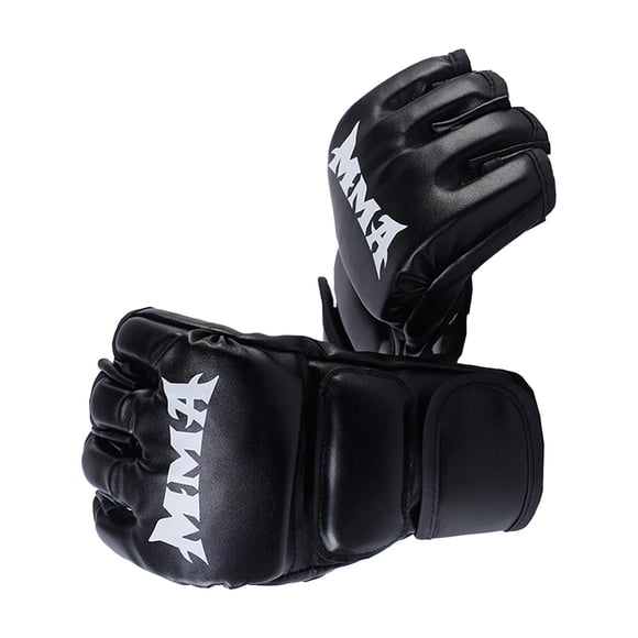 Mma Gloves Finger Kickboxing Gloves Open Palms Martial Arts Bag Gloves Training Black