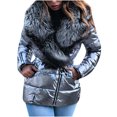 thumbnail image 2 of Ladies Shiny Big Long-sleeved Collar Short Cotton Down Padded Jacket, 2 of 8