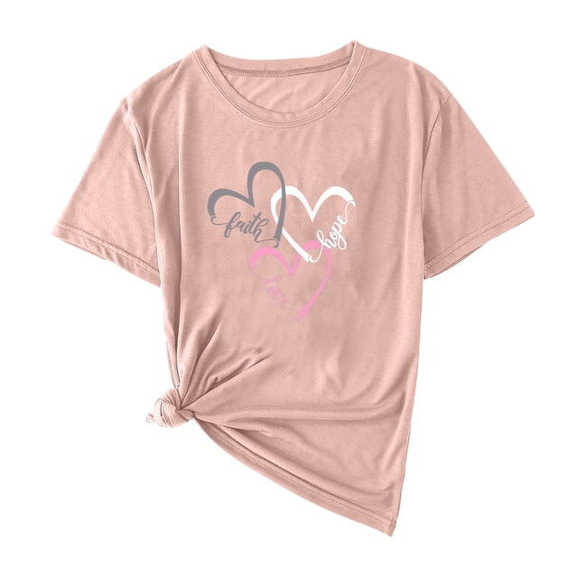 Hauts de la Saint-Valentin pour Femmes Aguichant Saint-Valentin Décontracté Femmes Manches Courtes Imprimé Col Rond Hauts Tee T-Shirt Manches Courtes Hauts pour Femmes Hauts pour Femmes Manches 3/4 Hauts de la Saint-Valentin pour Femmes