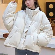 EGNMCR Womens Long Puffer Coat, Long Sleeve Padded Winter Down Coats, Hooded Parka Jacket Women's Fashion Loose Standing Neck Thickened Cotton Clip Warm Bread Coat Cotton Coat Women Coat