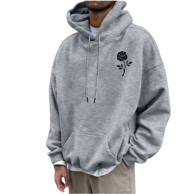 QIPOPIQ Men's Loose Fit Midweight Logo Sleeve Graphic Sweatshirt Clearance