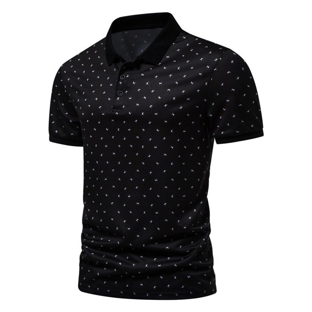 RKSTN Polos pour Hommes à Imprimé Boutons Coupe Ajustée Col Rabattu Chemises Manches Courtes Mode Décontractée Blouse Hauts