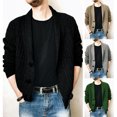 thumbnail image 4 of CEHVOM Manteau Chandail à Revers Uni à Manches Longues à Simple Boutonnage pour Homme, 4 of 4