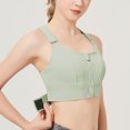 thumbnail image 3 of Langgg Front Zipper Sports Bra Comfortable Compression Fit Gym Athletic Support Breathable Sports Bras Vest Light Green L, 3 of 6