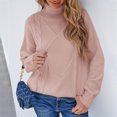 thumbnail image 2 of IROINID Pull à Col Roulé pour Femmes Women'S Strass Col Roulé Couleur Unie Loisirs Mi-Longue Manches Longues Chandails, 2 of 8