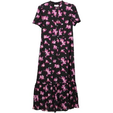 A.L.C Women's Black/ Purple Button Floral Dress - 10