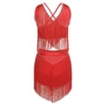 thumbnail image 2 of CHICTRY Costume de Danse Latine pour Femme Costume de Performance Tenue de Danse Salsa à Franges Tenue de Danse de Salon Rouge G, 2 of 4