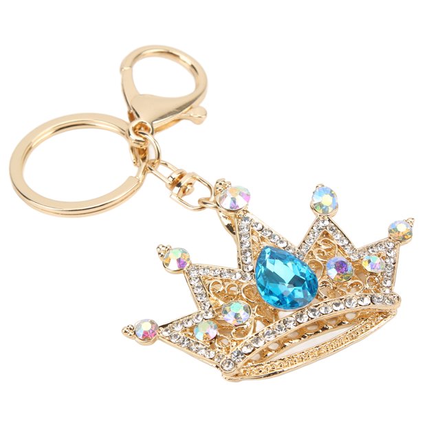 Women Keychain Cute Bling Rhinestone Crown Shaped Keychain Alloy Pendant Female Keychain For Bag Key Phone Car Accessories