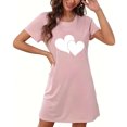 thumbnail image 4 of Pyjama Femme Chemise de Nuit pour Femme Manches Courtes Vêtement de Nuit Confortable Chemises de Nuit Imprimées Col Rond T-Shirt de Nuit Robe de Sommeil Douce Coupe Ample Robe de Pyjama TG, 4 of 5
