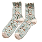 Cameland Literature And Art Style Women's Medium Socks, Green Mid-calf Retro Personality Fashionable Socks