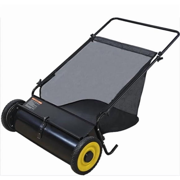 AKDSteel Balai à Gazon Poussoir de 26 Pouces, Collecteur de Nettoyage d'Herbe, de Pelouse et de Feuilles avec Grand Sac de 7 Pi3 et Brosses Rotatives Doubles