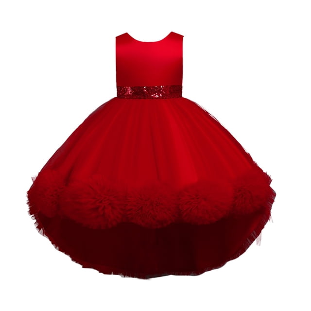 FhsagQ Robes Filles Robes de Noël Taille 8 Enfants Tout-Petits Bébés Filles Printemps Été Imprimé à Volants Sans Manches Décorations de Fête Robe Princesse Robes de Noël pour Filles 12-14 Ans Rouge 5-6 Ans