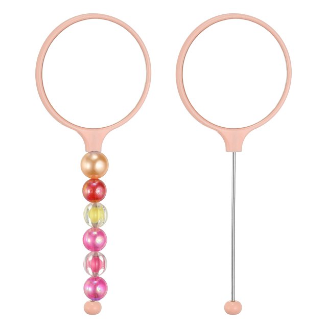 Uxcell 2 Pack Beadable Mirrors with Handle, 5.7 Inch Long Bead Mirror Bars Removable, Portable Round Hand Mirrors for DIY Jewelry Making and Beaded Crafts (Skin Color)