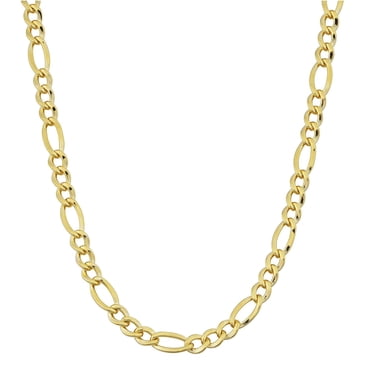 Collier Chaîne Figaro Massif Rempli d'Or Jaune 14K, 3,2 mm, 20 Pouces
