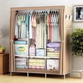 thumbnail image 1 of SUSUZI Garde-Robe Portable Armoire Garde-Robe Multifonction en Tissu Pliable Organisateur de Rangement pour Vêtements pour Rangement de Chambre, Beige, 1 of 10
