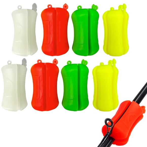 TROPOW 8 Pcs Sangles de Support en Silicone pour Canne à Pêche – Pinces en Caoutchouc Colorées et Portatives pour Fixer la Balle de Canne – Accessoires de Pêche à la Mouche à Trous Multiples pour la Protection et l'Organisation de la Canne