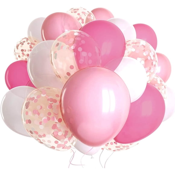 Pink White Balloons, 50 Pieces Pink White Confetti Balloons Decoration for Back To School, Birthday, Baby Shower, Wedding And Christening