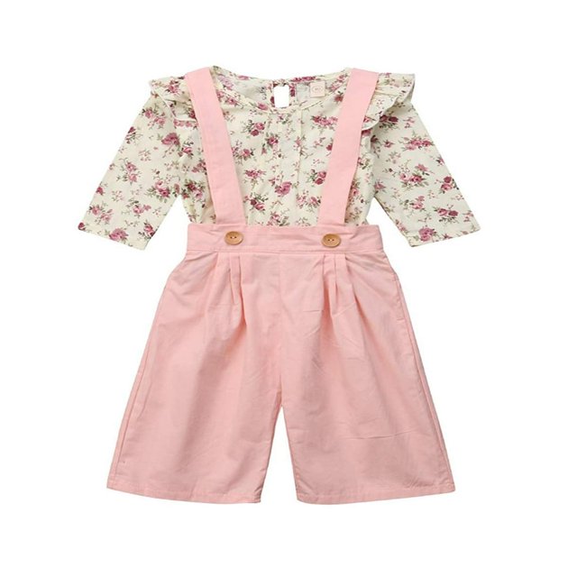 Bébé Filles Manches Longues Tops + Pantalon Large Ensemble de 2Pcs