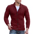 thumbnail image 1 of Mens Cable Knit Cardigan Sweater Shawl Collar Loose Fit Long Sleeve Casual Cardigans, 1 of 5
