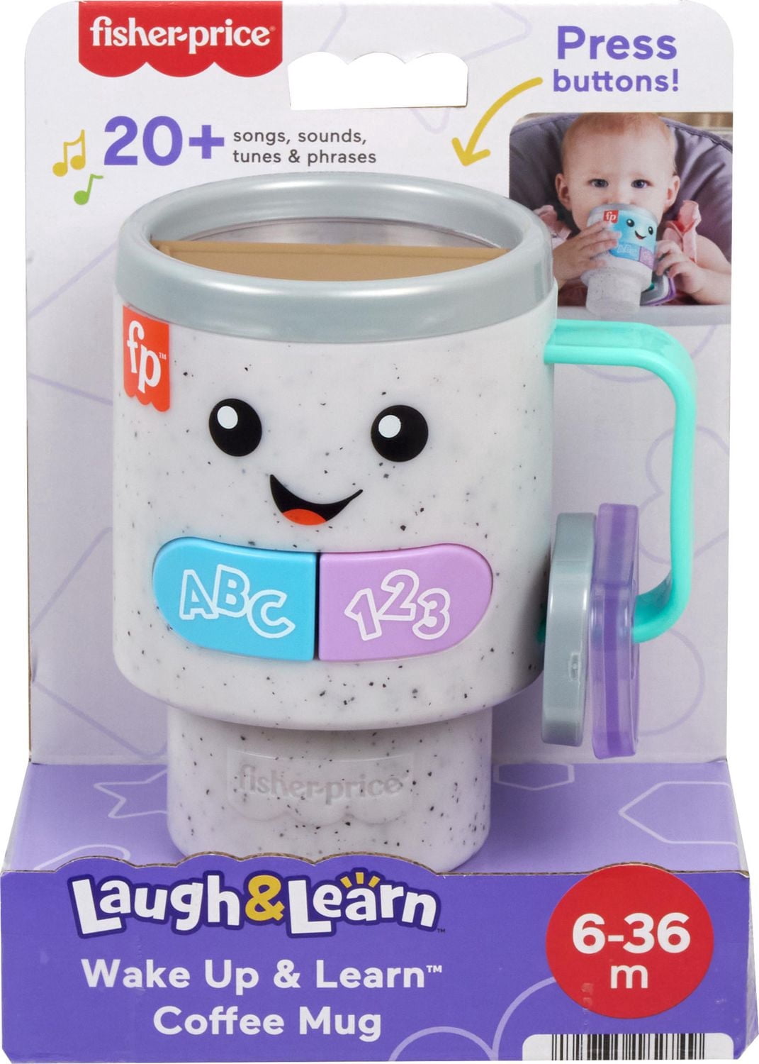 Fisher-Price Rires et Éveil Tasse à café Réveil et apprentissage, multilingue
