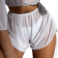 thumbnail image 3 of Lixiuxyad Wrap Mesh Women Beach Bikini Wraps Ruffle Shorts Cover Up Ups Pants Cover Up Cover Drawstring Beach Side For Swimwear Bikinis Set,White, 3 of 6
