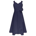 thumbnail image 1 of MSemis Kids Girls Elegant Flower Girl Dress Sleeveless Ruched Bodice Cascading Ruffle Wedding Party Dress Navy Blue 10, 1 of 5
