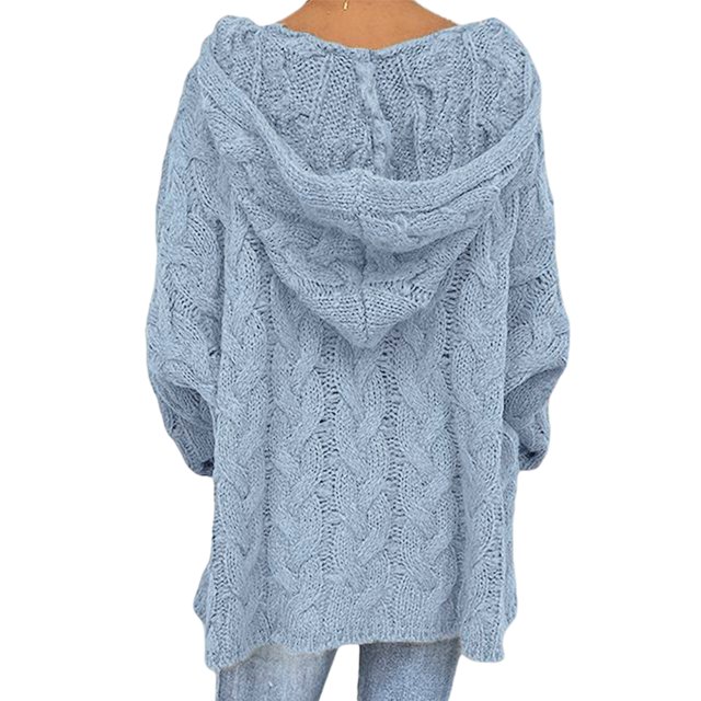 Innerwin Chandail d'Hiver Chaud pour Femmes Chic à Manches Longues Confortable Bleu Ciel 3TG