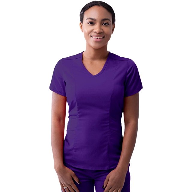 Adar Pro Scrubs for Women - Modern V-Neck Scrub Top - P7002 - Grape - XL
