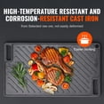 thumbnail image 3 of KFFKFF Dual-Sided Grill/Griddle, Cast Iron Cookware of 9.7"x16.7", Pre-Treated Rectangular Griddle Pan, Non-Stick Family Pan with Handles, Flat Top Plate for BBQ and Gas Grill, Black, 3 of 9