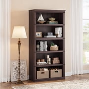 Yiwa Tall Rustic Farmhouse Bookshelf, 3/5-Tier Wide Book Shelf, Modern Floor Standing Display and Storage for Home Office