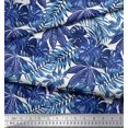 thumbnail image 2 of Soimoi Blue Cotton Jersey Fabric Tropical Leaves Fabric Prints By Yard 58 Inch Wide, 2 of 5
