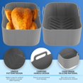 thumbnail image 3 of 2 Pcs Pot en Silicone pour Friteuse à Air Chaud Compatible avec Friteuses à Double Panier Ninja Doublure Réutilisable avec Poignée Brosse à Huile Tapis de Cuisson en Silicone pour Friteuse à Air, 3 of 9