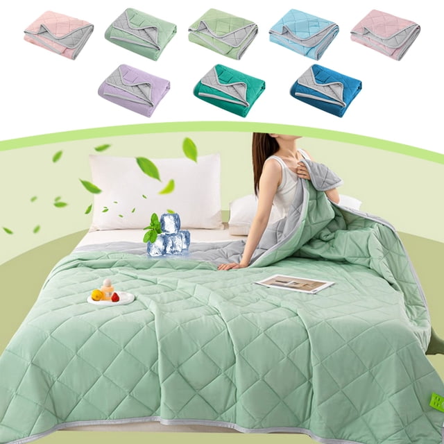 Sentmoon Couverture Légère pour l'Été Couverture d'Été Légère Couette d'Été pour Climatisation Sensation de Fraîcheur Couette d'Été en Soie Glacée Couette Mince Crème Glacée Lavable Lavable