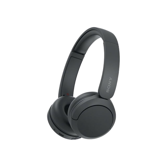 Sony WH-CH520 Écouteurs Sans Fil avec Microphone Noirs, Présentés dans un Profil 3/4 avec Écouteurs Supra-Auriculaires Rembourrés et Bande Circum-Auriculaire Ajustable Mettant en Vedette le logo Sony, Offrant jusqu'à 50 Heures de Lecture Sans Fil Bluetooth et Microphone Intégré pour des Appels Mains Libres, Idéal pour une Écoute Confortable Toute la Journée.