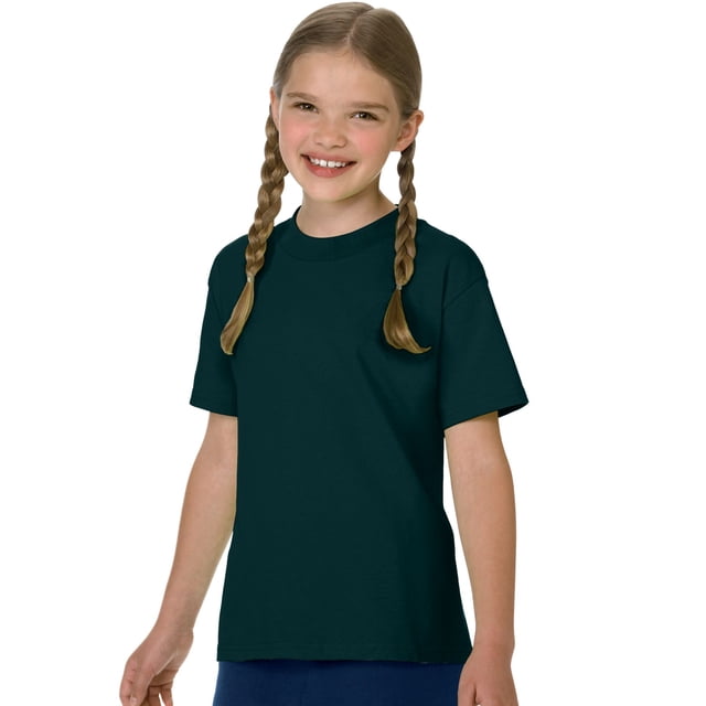 Hanes Authentic TAGLESS Kid`s Cotton T-Shirt, M, Deep Forest