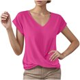 thumbnail image 1 of Summer T Shirts for Women V-Neck Short Sleeve Casual Tops Solid Color Basic Tees, 1 of 4