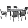 thumbnail image 1 of Outsunny Ensemble de Salle à Manger de Patio, Table Extensible, 6 Chaises Empilables, Gris Foncé, 1 of 10