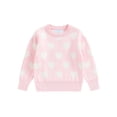 thumbnail image 1 of Chandails Tricotés pour Fille Bébé de la Saint-Valentin, Mignons avec Imprimé de Cœur, Manches Longues, Col Rond, Hauts à Enfiler, 1 of 8