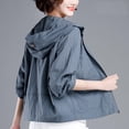 thumbnail image 3 of TACILIP Vestes Courtes de Protection Solaire pour Femmes Grande Taille à Fermeture Éclair, Chandail à Capuchon à Manches Longues, Vestes d'Automne, Manteau Décontracté et Tendance, Vestes d'Extérieur avec Poches, Vêtements d'Automne pour Femmes, 3 of 3