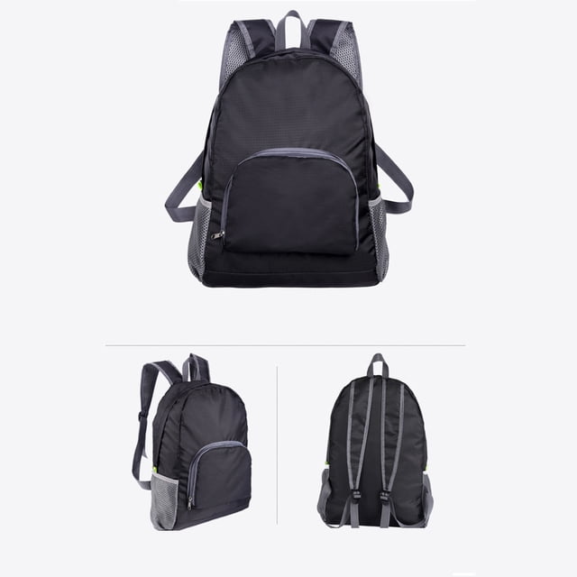 Uuiauoio Foldable Backpack Minimalist Design Lightweight Student Backpack Zipper Strip Side Mesh Pocket Compact Storage Easy Carry Travel Daypack