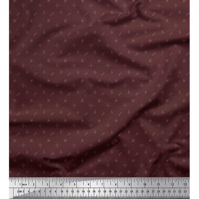 Soimoi Viscose Chiffon Fabric Direction Compass,Skull & Anchor Hook Shirting Print Fabric by The Yard 42 Inch Wide