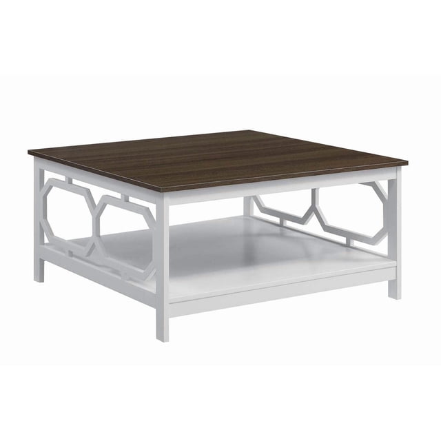 Pemberly Row Table Basse Carrée 36 Pouces Fini Bois Espresso et Blanc