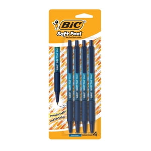 BIC Stylo à bille souple, point moyen (1.0mm), Bleu, 4 Nombre