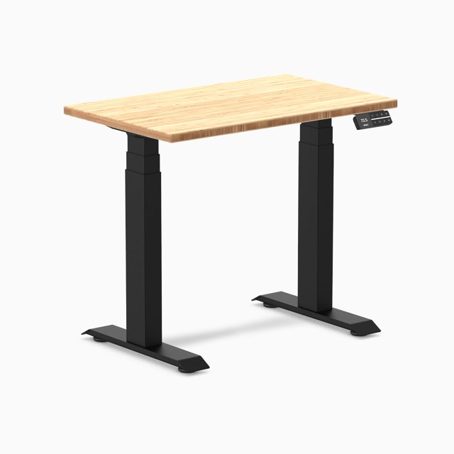 Desky Dual Mini Bamboo Sit Stand Desk - Bamboo / 32 x 20 inches / Matte Black