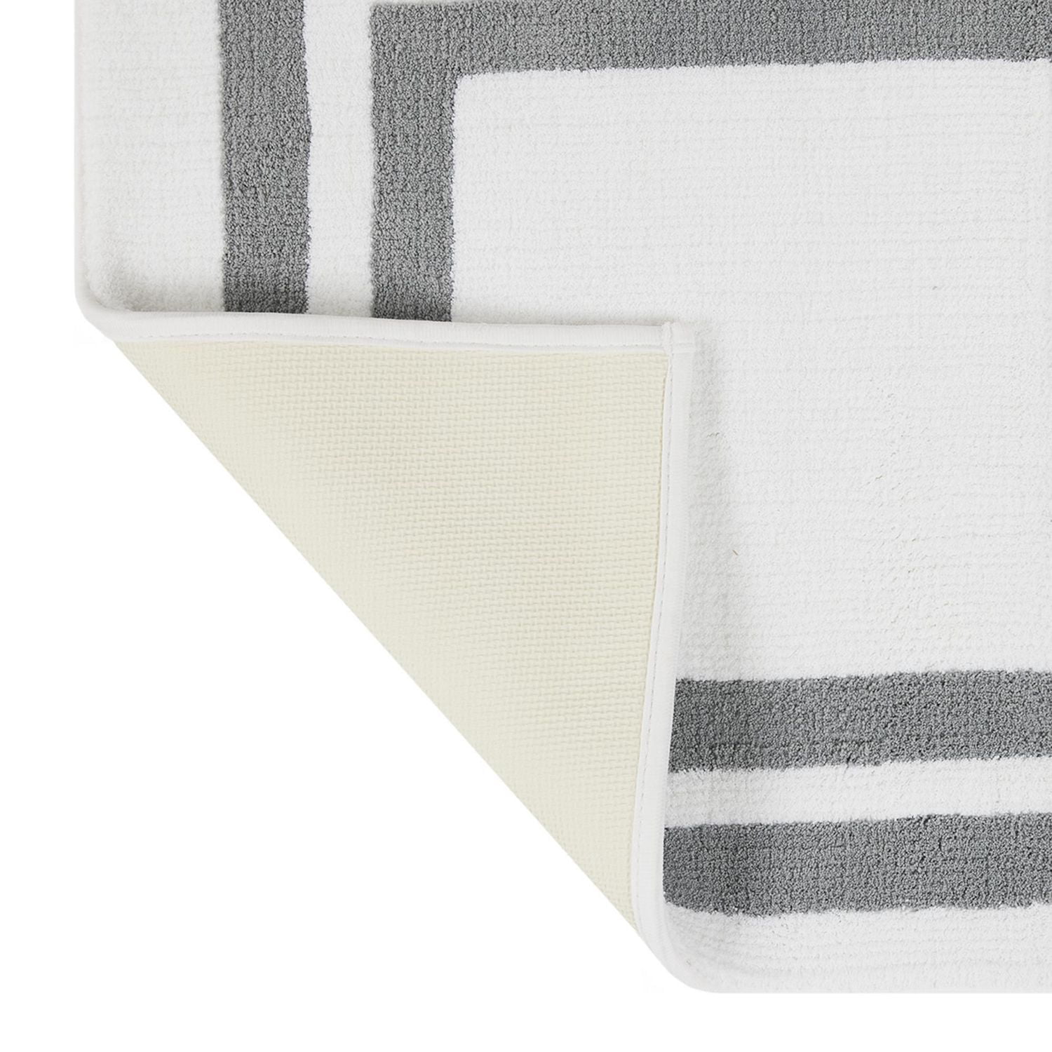 hometrends Grey and White Double Racetrack 2 Piece Bath Rug Set